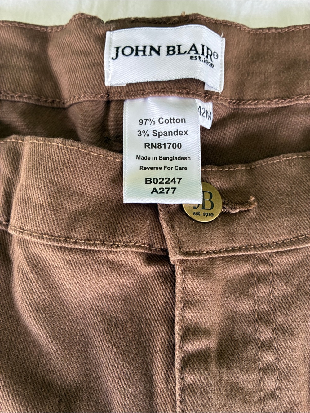John Blair Men's Tan Cargo Pants — Classic Utility Fit